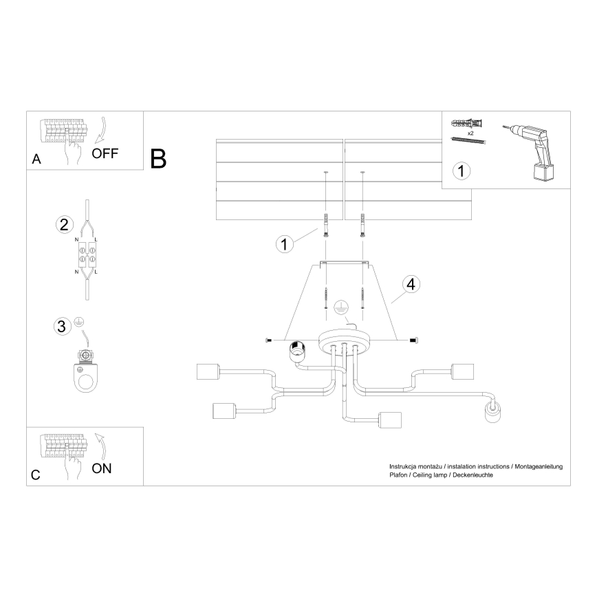 Ytmonterad ljuskrona VECTOR 6xE27/15W/230V vit
