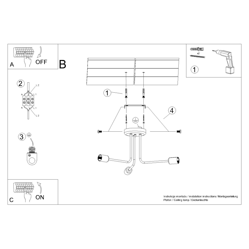 Pendelkrona NORAH 3xE27/15W/230V svart