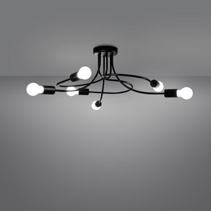 Pendelkrona LEVAR 6xE27/15W/230V svart