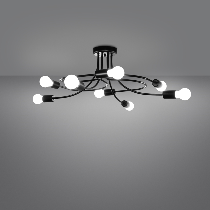Pendelkrona LEVAR 8xE27/15W/230V svart