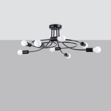 Pendelkrona LEVAR 8xE27/15W/230V svart