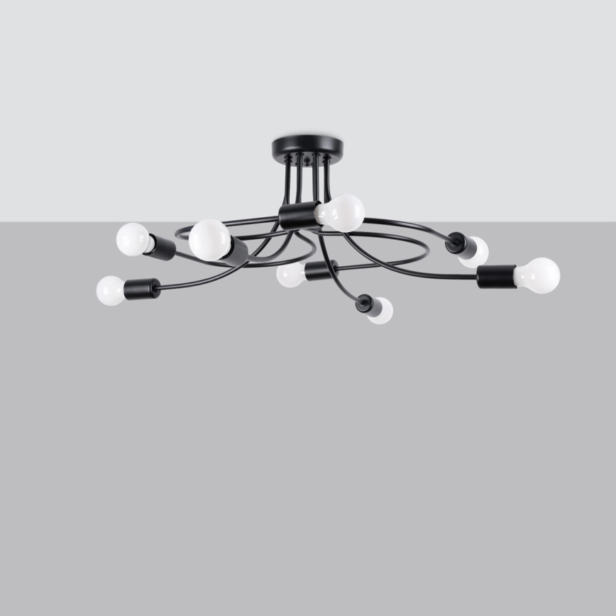 Pendelkrona LEVAR 8xE27/15W/230V svart