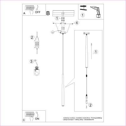 Ljuskrona med textilsladd BLISS 1xG9/8W/230V svart