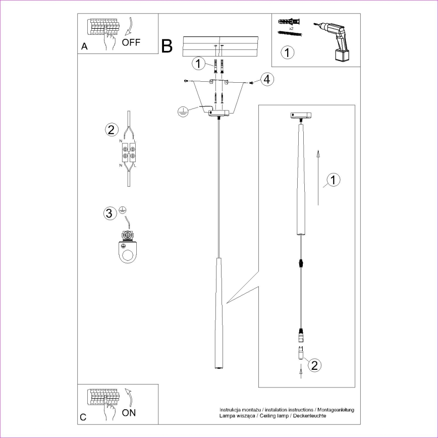 Ljuskrona med textilsladd BLISS 1xG9/8W/230V svart