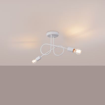 Ytmonterad ljuskrona LOOP 2xE27/15W/230V vit