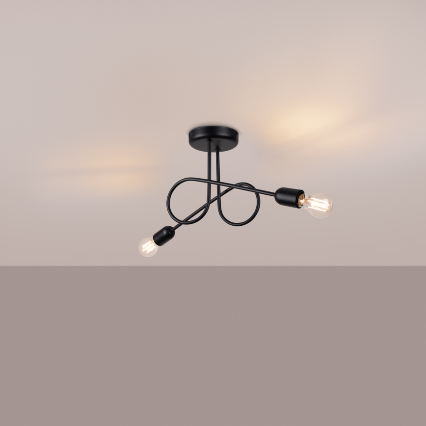 Ytmonterad ljuskrona LOOP 2xE27/15W/230V svart