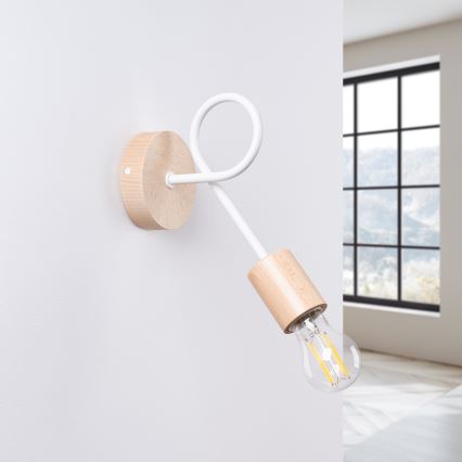 Vägglampa EMBER 1xE27/15W/230V vit/beige/bok