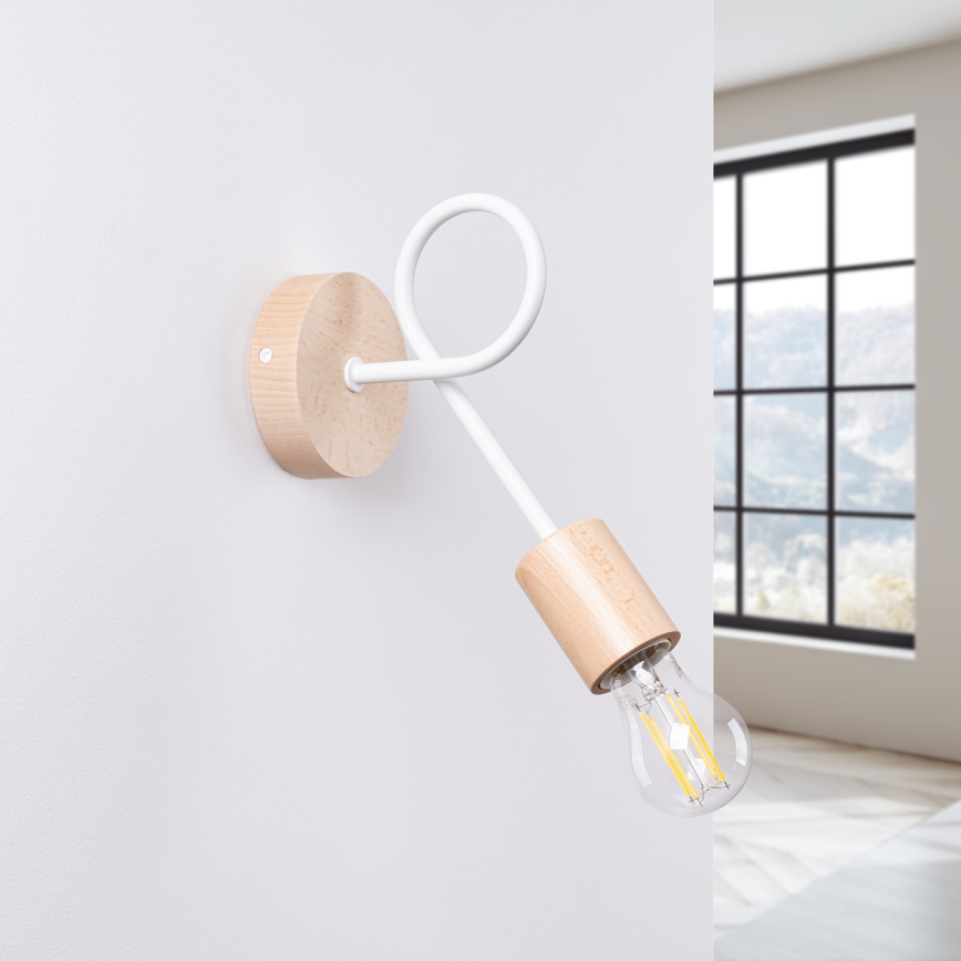 Vägglampa EMBER 1xE27/15W/230V vit/beige/bok