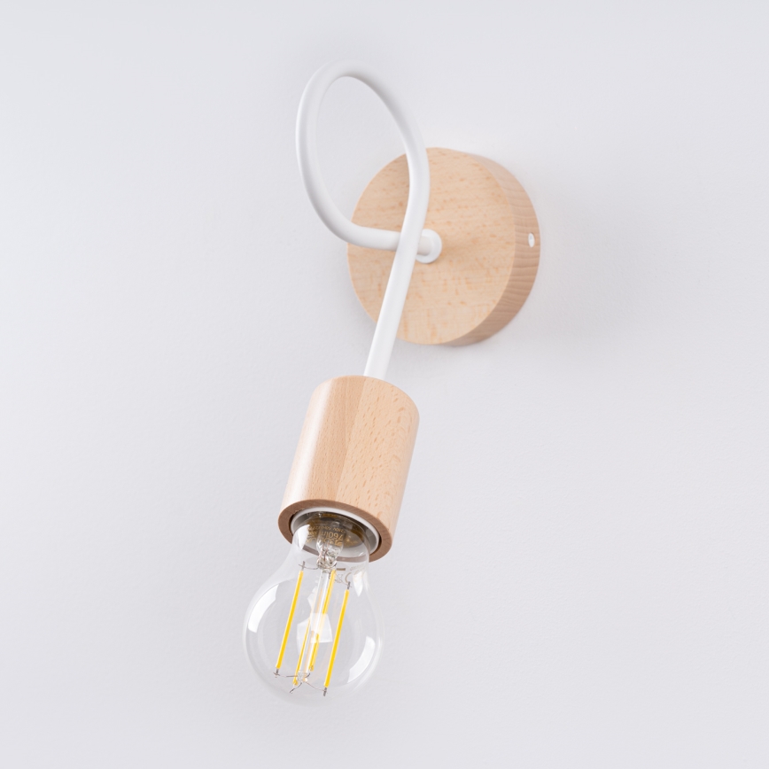 Vägglampa EMBER 1xE27/15W/230V vit/beige/bok