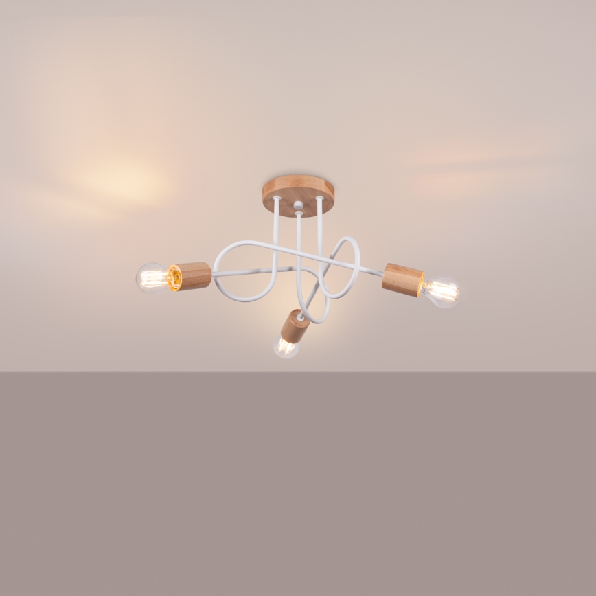 Ytmonterad ljuskrona EMBER 3xE27/15W/230V vit/beige/bok