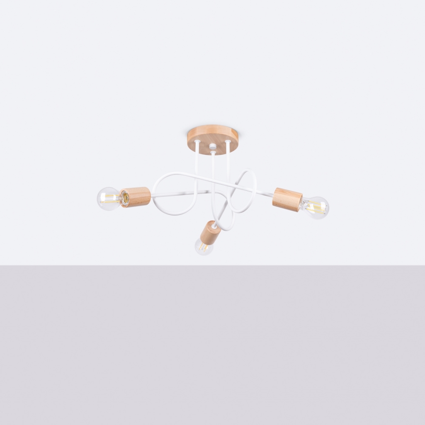 Ytmonterad ljuskrona EMBER 3xE27/15W/230V vit/beige/bok