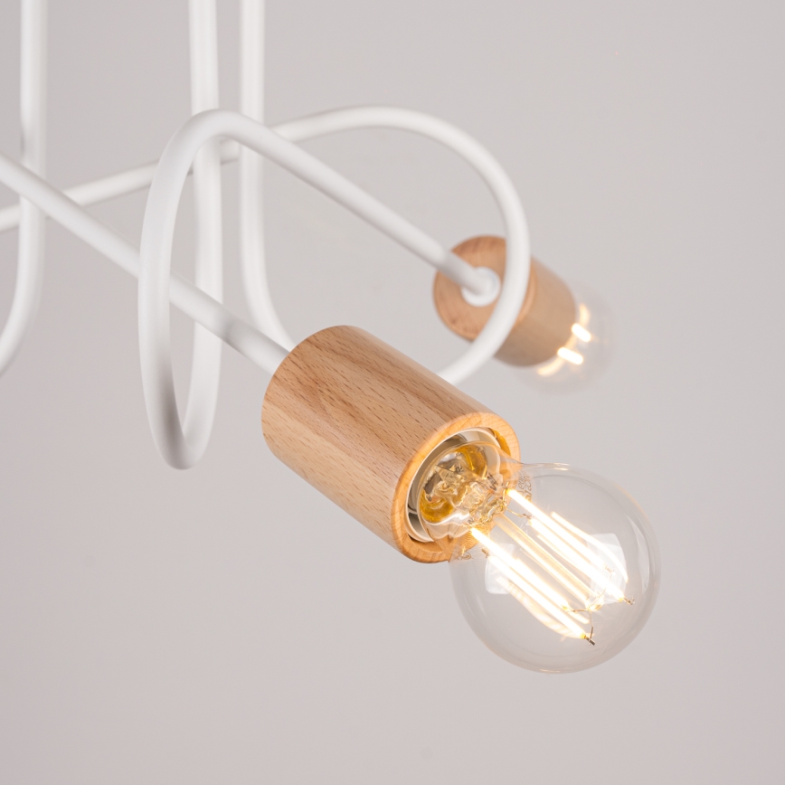 Ytmonterad ljuskrona EMBER 3xE27/15W/230V vit/beige/bok