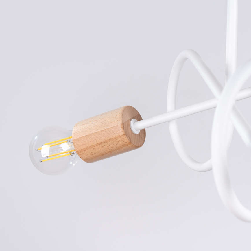 Ytmonterad ljuskrona EMBER 3xE27/15W/230V vit/beige/bok