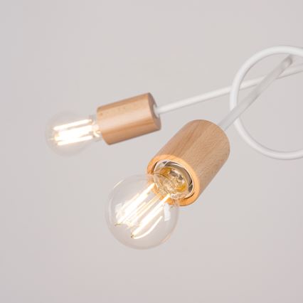 Ytmonterad ljuskrona EMBER 5xE27/15W/230V vit/beige/bok
