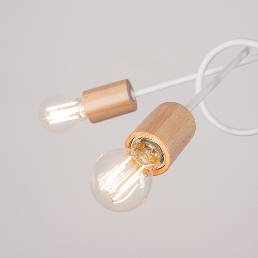 Ytmonterad ljuskrona EMBER 5xE27/15W/230V vit/beige/bok