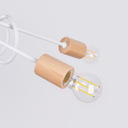 Ytmonterad ljuskrona EMBER 5xE27/15W/230V vit/beige/bok