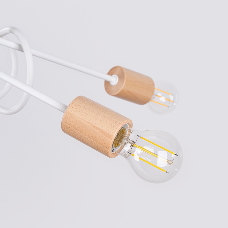 Ytmonterad ljuskrona EMBER 5xE27/15W/230V vit/beige/bok