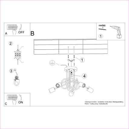 Ytmonterad ljuskrona EMBER 5xE27/15W/230V vit/beige/bok