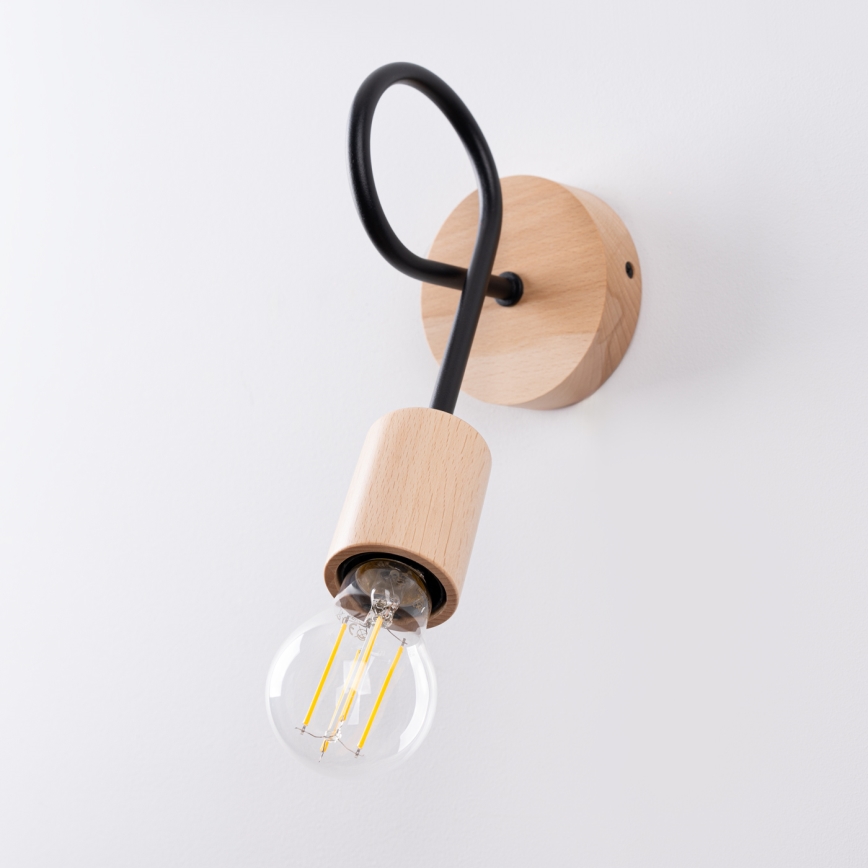 Vägglampa EMBER 1xE27/15W/230V svart/beige/bok