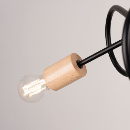 Ytmonterad ljuskrona EMBER 3xE27/15W/230V svart/beige/bok
