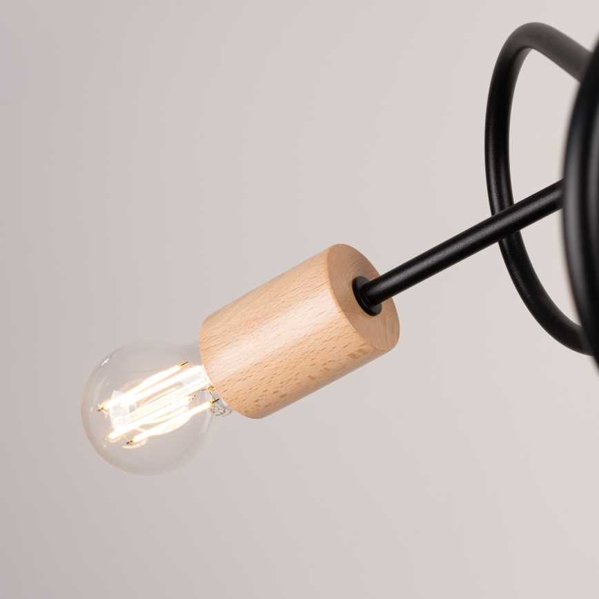 Ytmonterad ljuskrona EMBER 3xE27/15W/230V svart/beige/bok