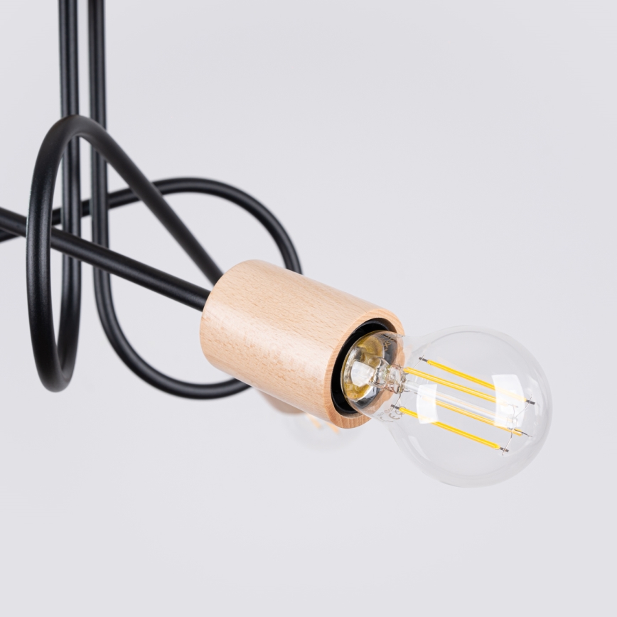 Ytmonterad ljuskrona EMBER 3xE27/15W/230V svart/beige/bok