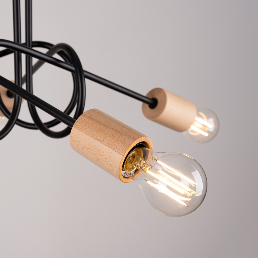 Ytmonterad ljuskrona EMBER 5xE27/15W/230V svart/beige/bok