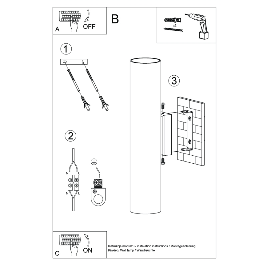 Vägglampa LAGOS 2xGU10/10W/230V grädde