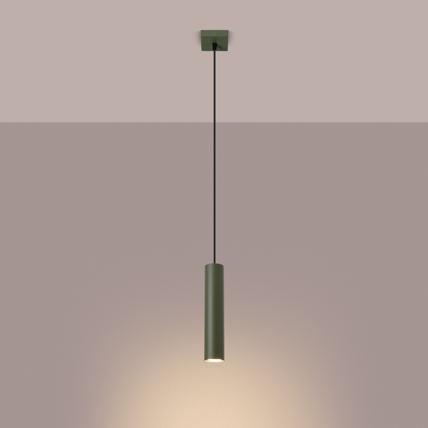 Ljuskrona med textilsladd LAGOS 1xGU10/10W/230V grön