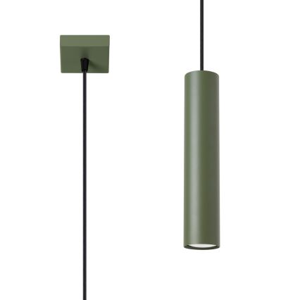 Ljuskrona med textilsladd LAGOS 1xGU10/10W/230V grön