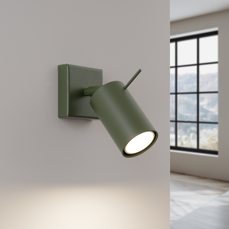 Väggspotlight RING 1xGU10/10W/230V grön