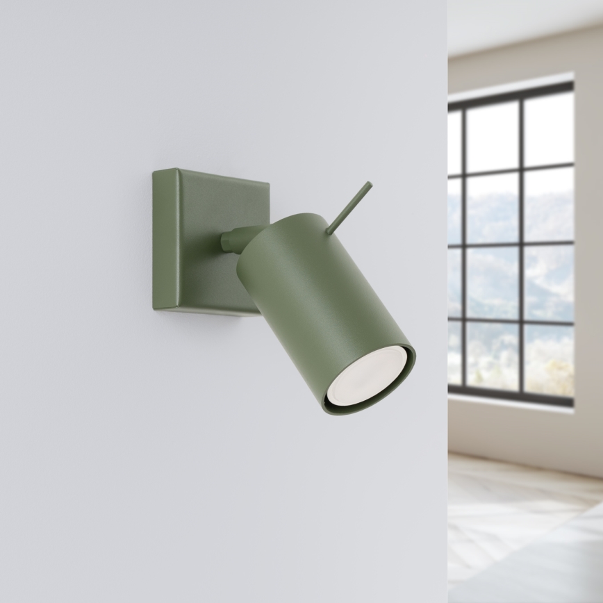 Väggspotlight RING 1xGU10/10W/230V grön