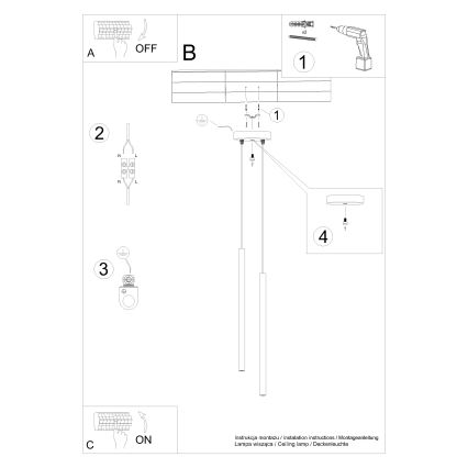 Ljuskrona med textilsladd PASTELO 2xG9/8W/230V grädde
