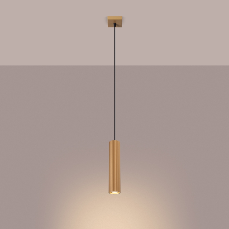 Ljuskrona med textilsladd KARBON 1xGU10/10W/230V guld