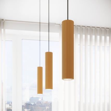 Ljuskrona med textilsladd KARBON 3xGU10/10W/230V guld
