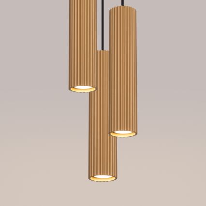 Ljuskrona med textilsladd KARBON 3xGU10/10W/230V guld