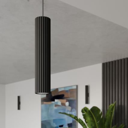 Ljuskrona med textilsladd KARBON 1xGU10/10W/230V svart