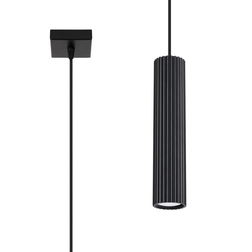 Ljuskrona med textilsladd KARBON 1xGU10/10W/230V svart