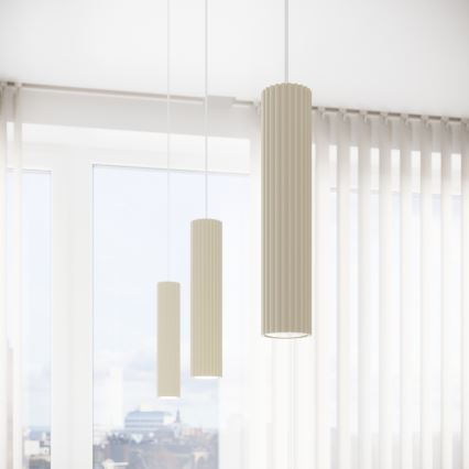 Ljuskrona med textilsladd KARBON 1xGU10/10W/230V grädde