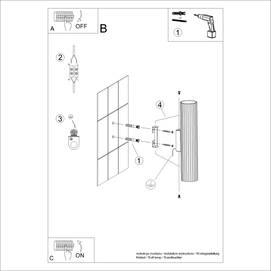 Vägglampa KARBON 2xGU10/10W/230V grädde