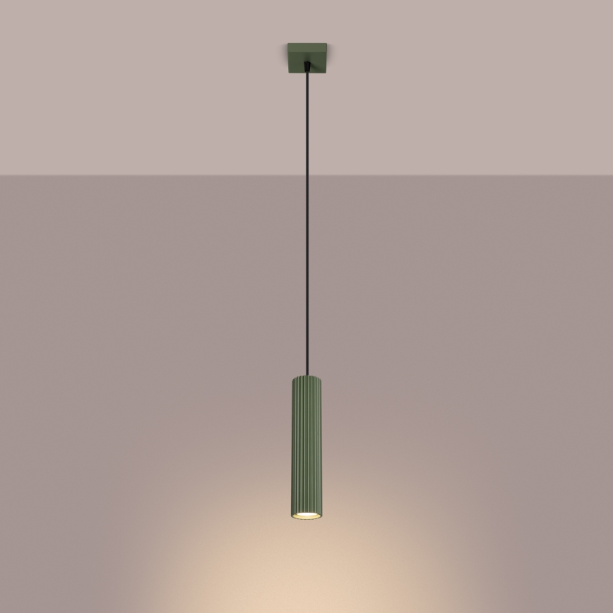Ljuskrona med textilsladd KARBON 1xGU10/10W/230V grön