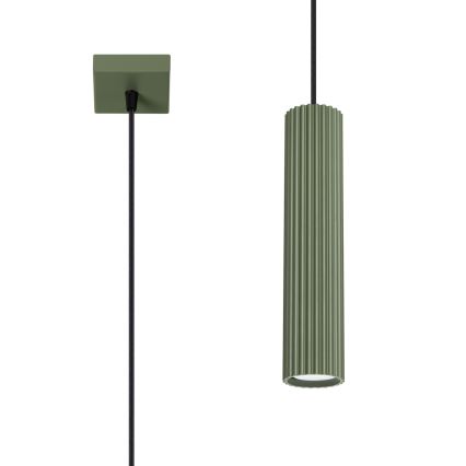 Ljuskrona med textilsladd KARBON 1xGU10/10W/230V grön