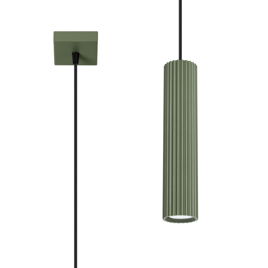 Ljuskrona med textilsladd KARBON 1xGU10/10W/230V grön