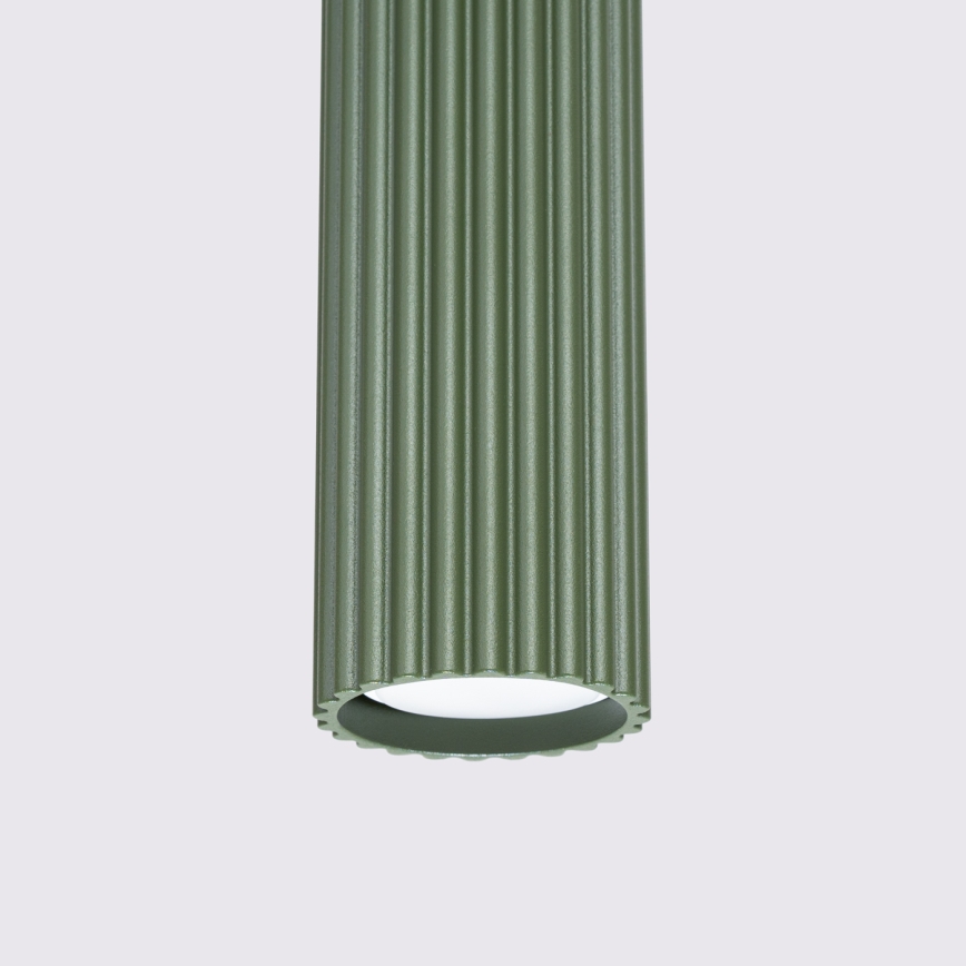 Ljuskrona med textilsladd KARBON 1xGU10/10W/230V grön
