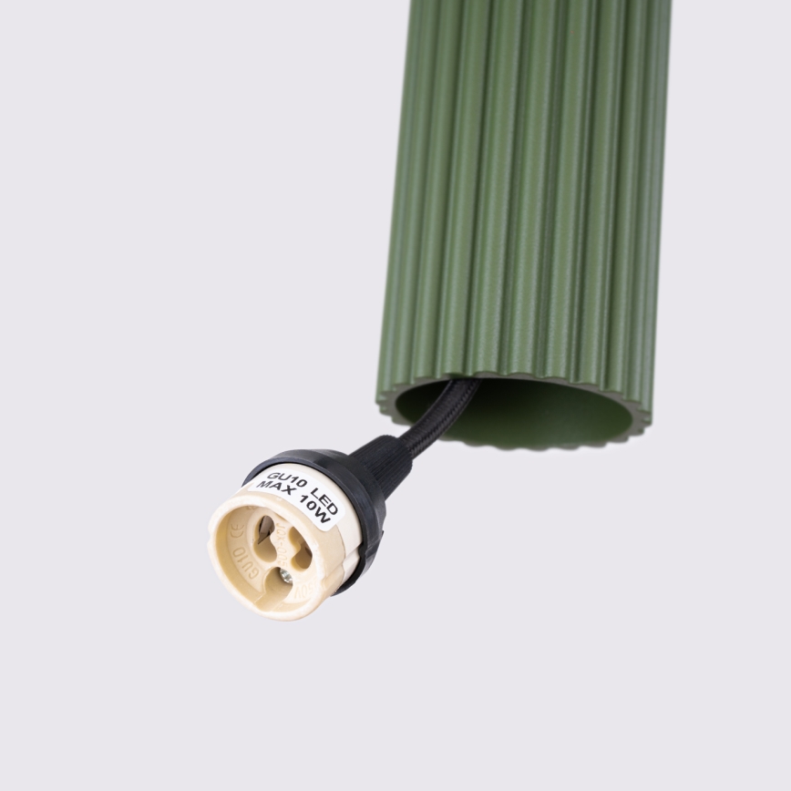 Ljuskrona med textilsladd KARBON 1xGU10/10W/230V grön
