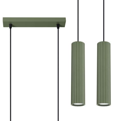 Ljuskrona med textilsladd KARBON 2xGU10/10W/230V grön