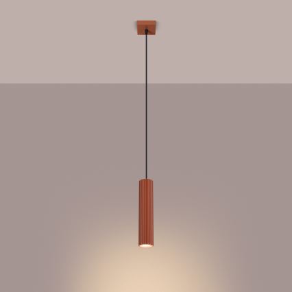Ljuskrona med textilsladd KARBON 1xGU10/10W/230V röd