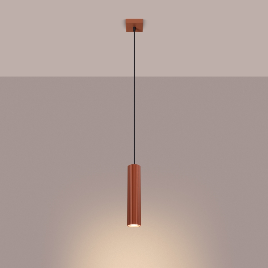 Ljuskrona med textilsladd KARBON 1xGU10/10W/230V röd