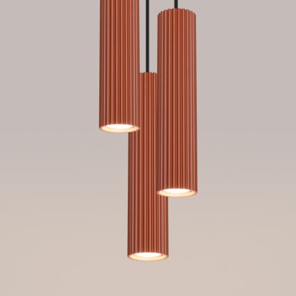 Ljuskrona med textilsladd KARBON 3xGU10/10W/230V röd