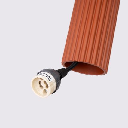 Ljuskrona med textilsladd KARBON 3xGU10/10W/230V röd
